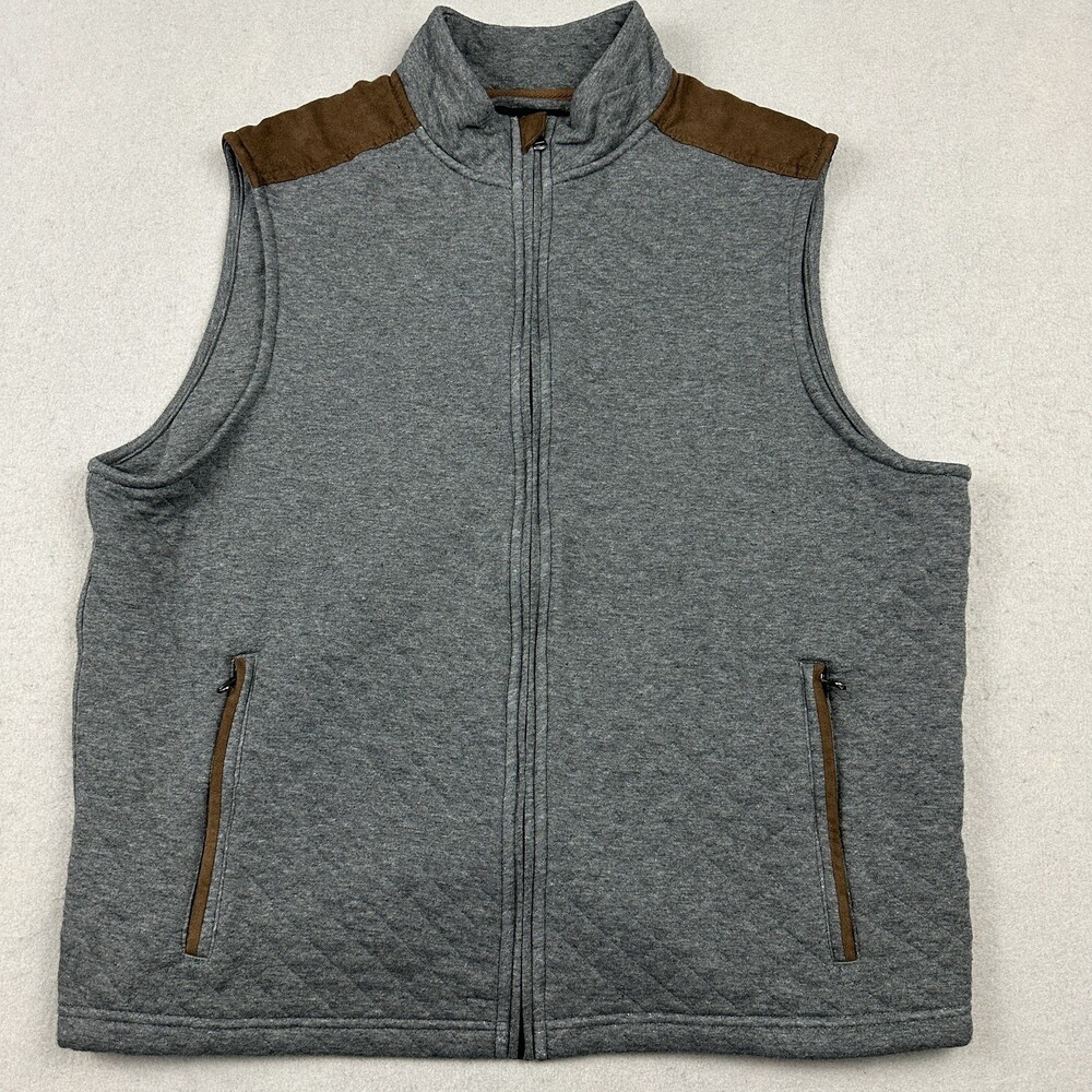 Bonobos Vest Men Large Gray Full Zip Quilted Sleeveless Jacket Pockets L